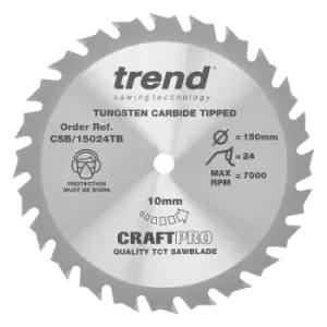 Image of Trend CRAFTPRO Wood Cutting Cordless Saw Blade 150mm 24T 10mm