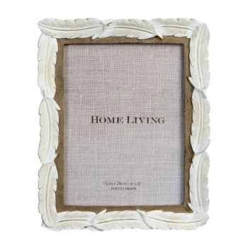 Image of 6" x 8" - HESTIA White Resin Feather Photo Frame