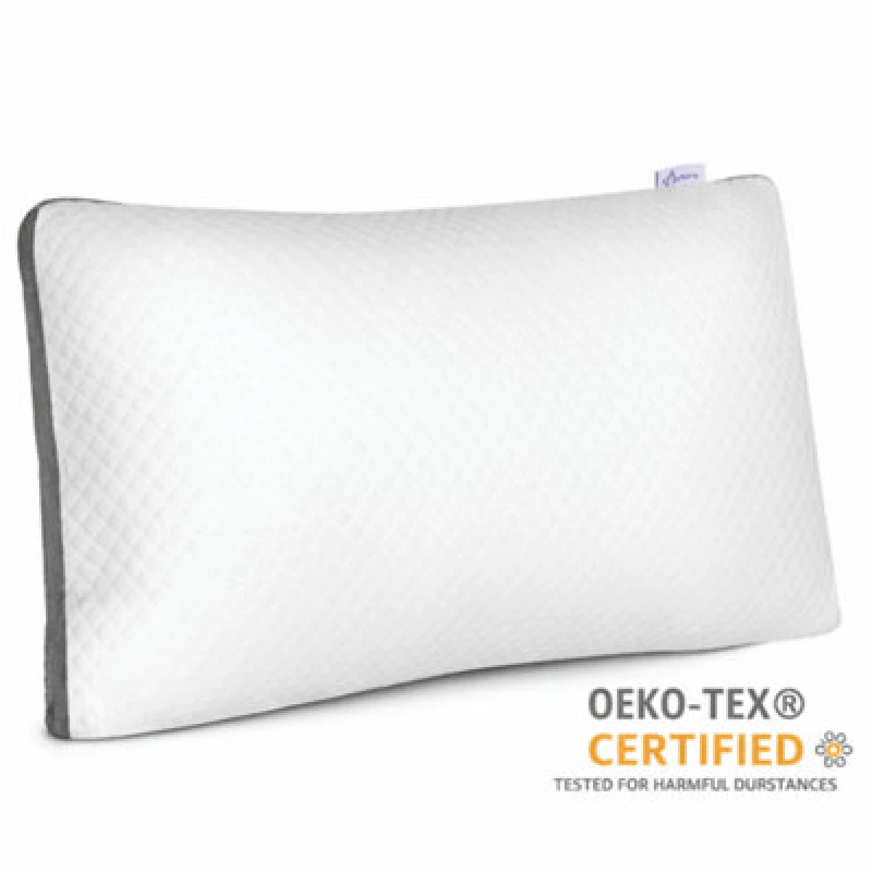Image of Aamira Luxury Shredded Memory Foam Bed Pillow 70X45Cm, Orthopaedic Neck Back & Side Support, Bamboo Washable Cover