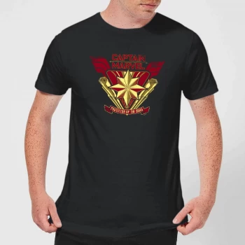 Image of Captain Marvel Protector Of The Skies Mens T-Shirt - Black - 3XL - Black
