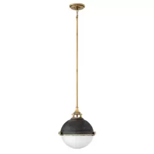 image of Hinkley Fletcher 2 Light Pendant Aged Zinc with Heritage Brass