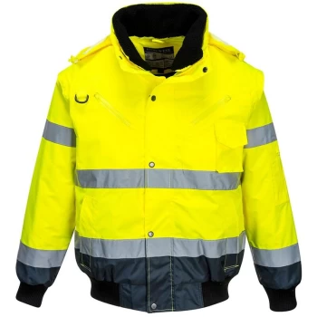 Image of Portwest - C465YNR5XL - sz 5XL Hi-Vis Contrast Bomber Jacket - Yellow/Navy