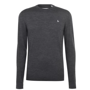 image of Jack Wills Aintree Merino Wool Crew Knitted Jumper - Dark Grey