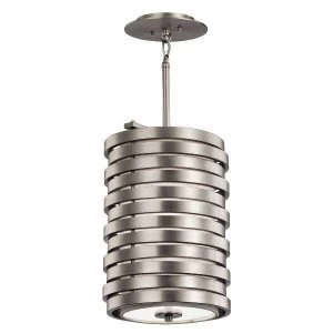 Image of 1 Light Ceiling Round Pendant Brushed Nickel, E27