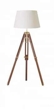 Image of Floor Lamp Wood, Brass, E27