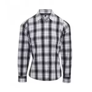 Image of Premier Womens/Ladies Ginmill Check Long Sleeve Shirt (XS) (Black/White)