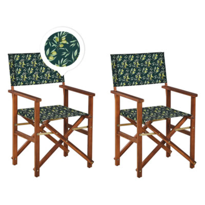 Image of Beliani Set Of 2 Garden Chairs Cine Acacia Wood Dark Green