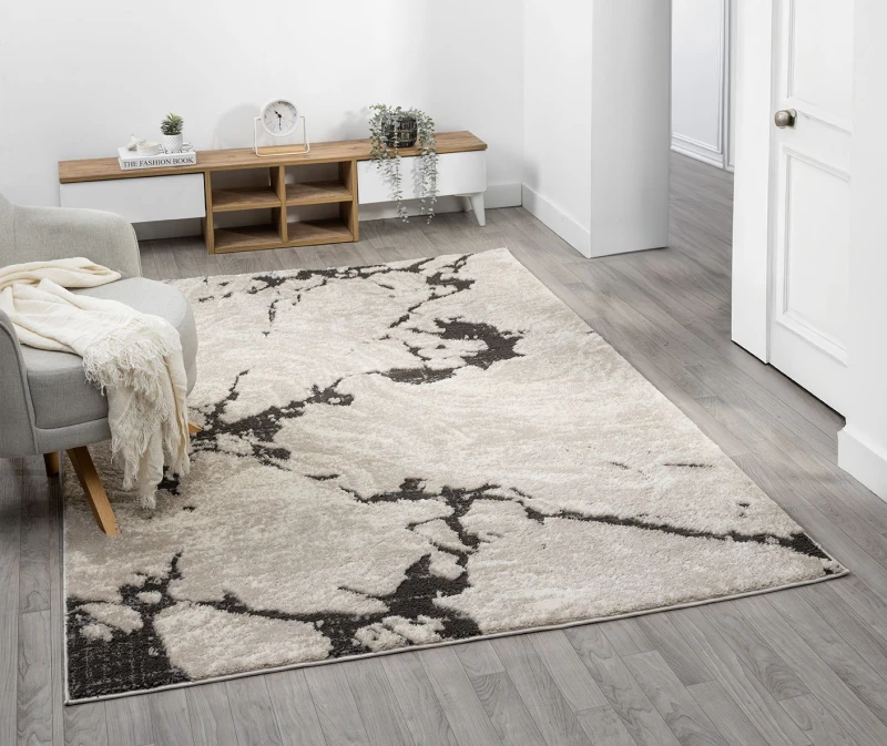 Image of Eleanor Modern Embossed Contemporary Living Room Area Rug - Abstract Design,mocha,200 X 290 Cm
