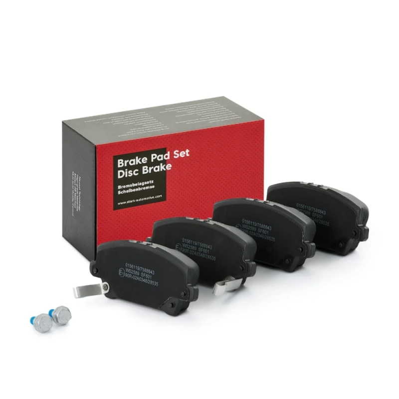 Image of STARK SKBP-0010152 Brake pad set Front Axle, with acoustic wear warning, with anti-squeak plate Brake Pad Set,disc brake (402)