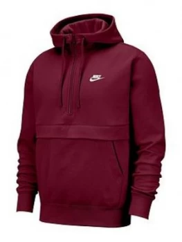 Image of Nike Club 1/2 Zip Hoodie - Burgundy
