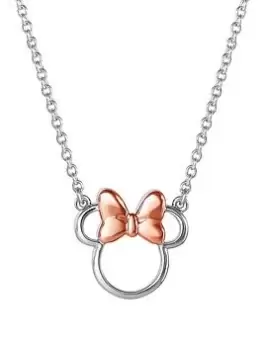 image of Disney Minnie Mouse Two Tone Silver Plate Necklace, Multi