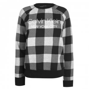 Image of Calvin Klein Check Sweatshirt - CHECK GREY HTHR
