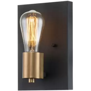 image of Quintiesse Hinkley Silas Wall Lamp Aged Zinc & Heritage Brass