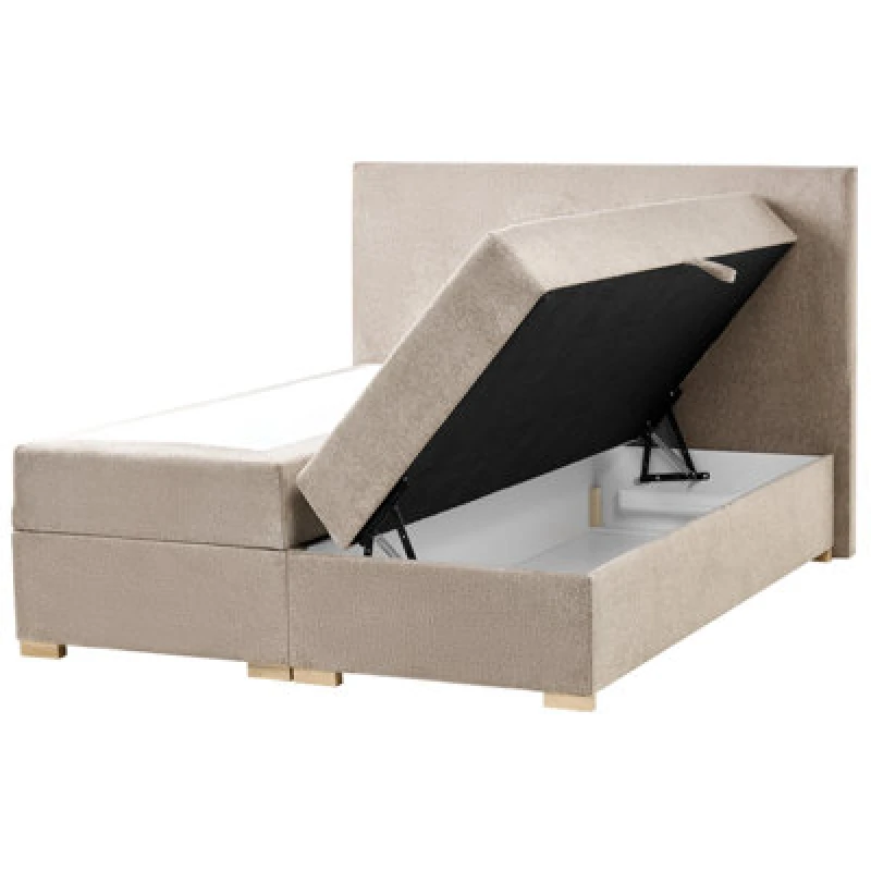 Image of Beliani Divan Bed With Storage Fabric Major 140 X 200 Cm (Eu Double) Taupe