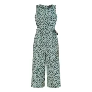 image of Mela London Green Floral Print Culotte Jumpsuit - Green