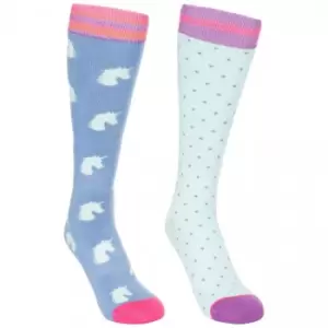 Image of Trespass Kids/Childrens Replicate Ski Tube Sock (Pack Of 2) (11-2 UK Child) (Bluebell/Aqua)