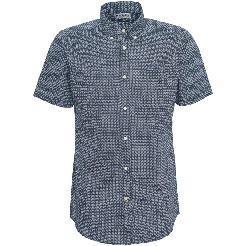 Image of Barbour Shell Tailored Short Sleeve Shirt Navy NY91 male L