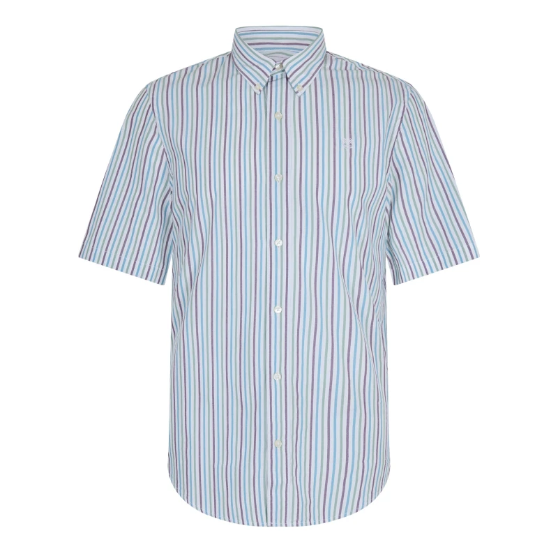 Image of Timberland Mens Striped Short Sleeve Oxford Shirt White Yd male S