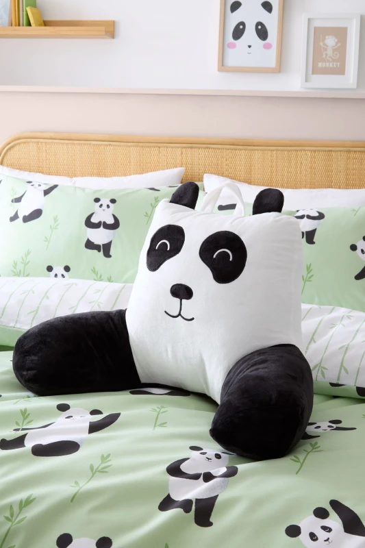 Image of Catherine Lansfield 'Perry Panda' Cuddle Cushion Back Rest Black