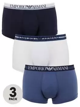 Image of Emporio Armani Bodywear 3 Pack Trunks - Blue/White/Navy