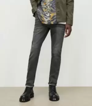 Image of AllSaints Mens Cigarette Skinny Jeans, Dark Grey, Size: 32/L32