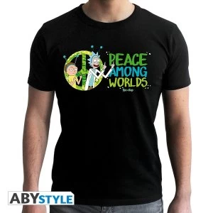 image of Rick And Morty - Peace Among Worlds Mens Small T-Shirt - Black