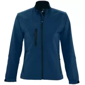 Image of SOLS Womens/Ladies Roxy Soft Shell Jacket (Breathable, Windproof And Water Resistant) (XL) (Abyss Blue)
