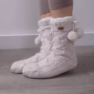 Image of totes Cream Chunky Knit Ladies Slipper Socks Cream