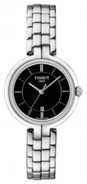 image of Tissot Womens Flamingo Black Dial Stainless Steel Bracelet Watch