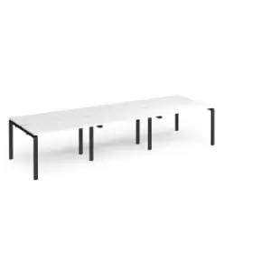 image of Bench Desk 6 Person Rectangular Desks 3600mm White Tops With Black Frames 1200mm Depth Adapt