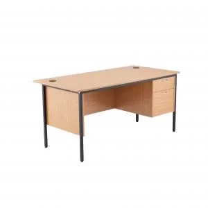 image of Jemini 18 Oak 1532mm Desk with 2 Drawer Pedestal KF839485 KF839485