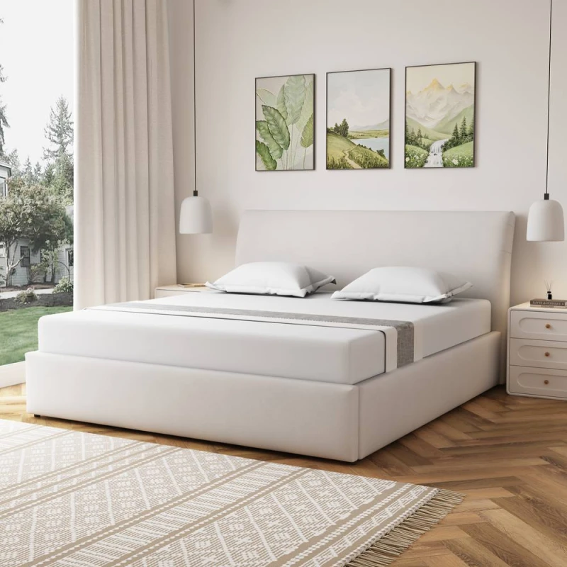 Image of Artemis Home Bethany Fabric 180cm Superking Ottoman Bed Frame with Storage in Beige Size: Super King Beige Unisex Super King