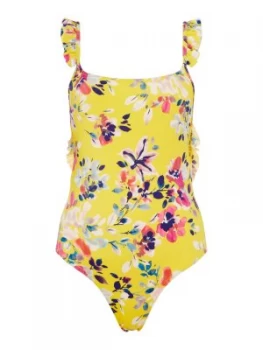 Image of French Connection Linosa frilly swimsuit Yellow