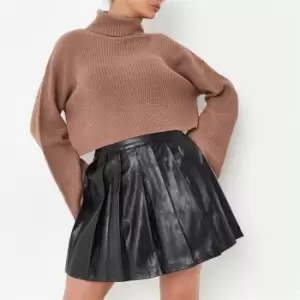 image of Missguided Faux Leather Mini Skirt - Black