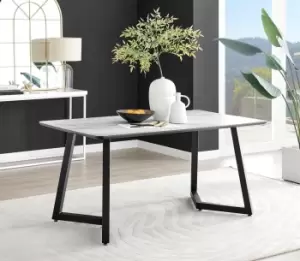 Image of Carson 160cm White Marble Effect Large Dining Table with Black Legs