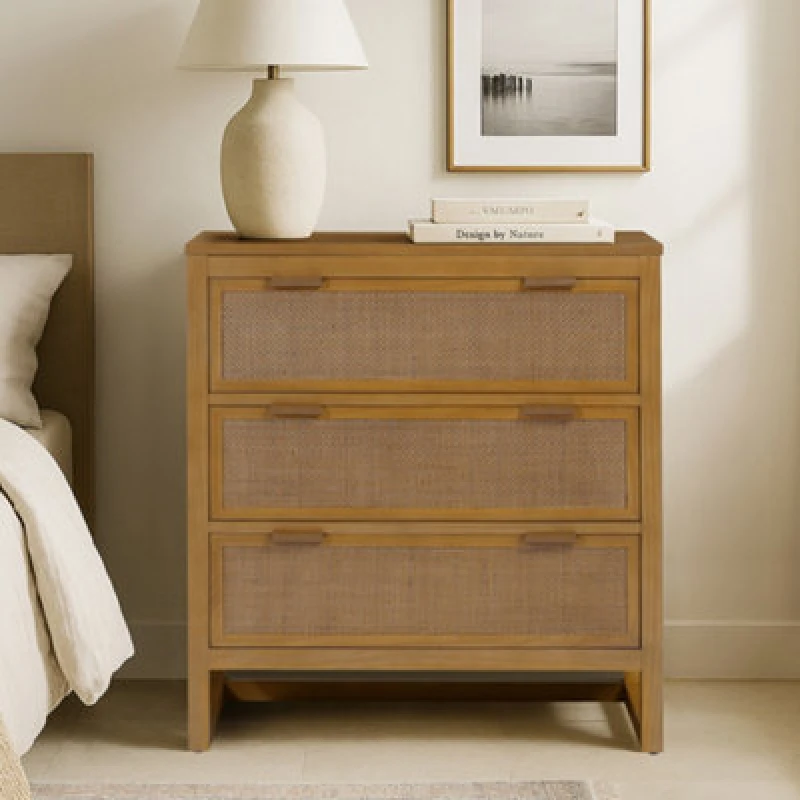 Image of Teamson Home Hatteras Chest Of Drawers 3 Drawer Bedroom Dresser, Natural