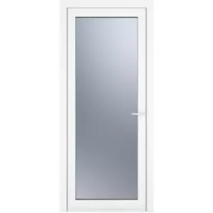 Image of Crystal uPVC Single Door Full Glass Left Hand Open In 840mm x 2090mm Obscure Double Glazed White