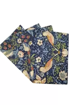 image of William Morris Set of 4 Strawberry Navy Napkins