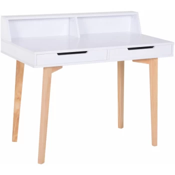 Image of Writing Desk Side Console Table Workstation Home Office Study Solid Wood Legs White - Homcom