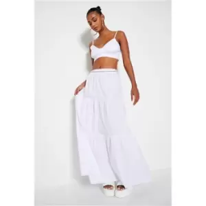 image of I Saw It First White Tiered Midi Skirt - White