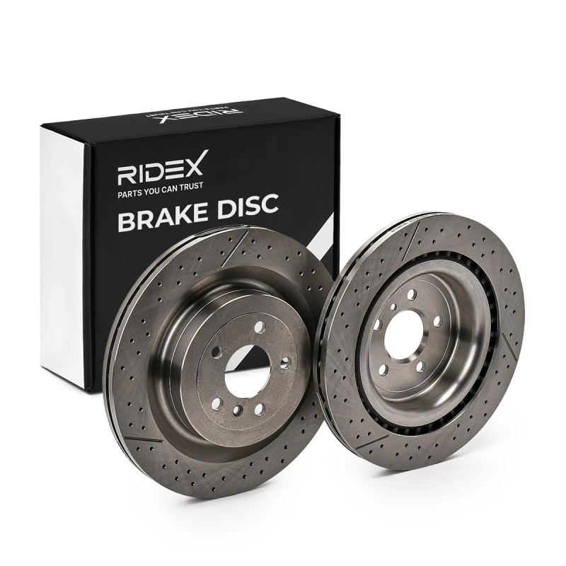 Image of RIDEX 82B2037 Brake disc Rear Axle, Vented, Cast Iron, Uncoated, Untreated, without bolts/screws Cast Iron Brake Disc (82)