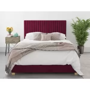 Image of Aspire Piccadilly Fabric Ottoman - Plush Velvet - Berry - 5ft King