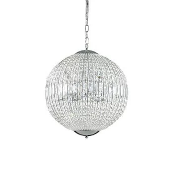 image of Luxor 8 Light Medium Ceiling Pendant Chrome with Crystals, G9