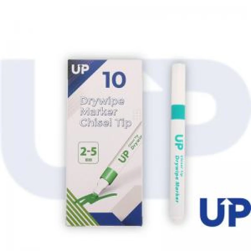 Image of UP Drywipe Chisel Tip Markers 2-5mm Line Green (10 Pack) UP0077