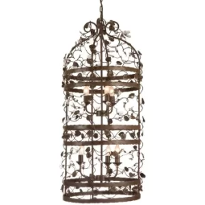 image of Michelan 6 Light Wire Frame Pendant Ceiling Light Rust