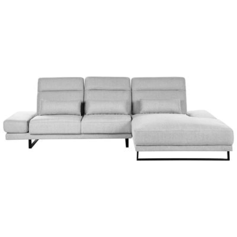 Image of Beliani Corner Sofa 4 Seater Ikast Fabric Light Grey Left Hand