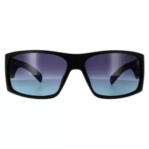 Image of Rectangle Matte Black Grey Smoke Polarized Sunglasses