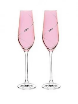 image of Portmeirion Auris Pink Champagne Flutes With Swarovski Crystals ; Set Of 2