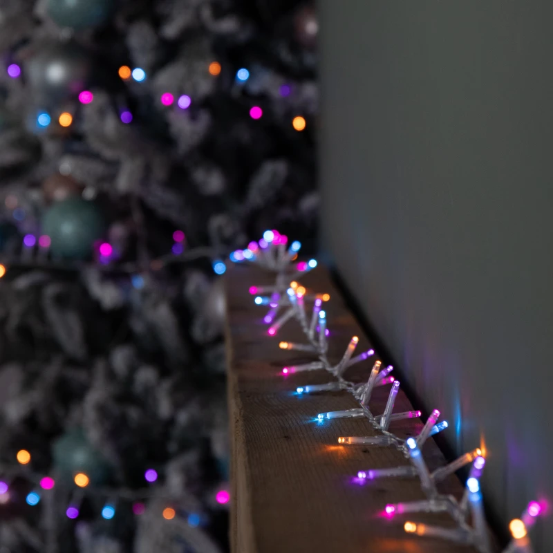 Image of 18.7m 750 LED TreeBrights Christmas String Lights with Timer in Rainbow on Clear Cable