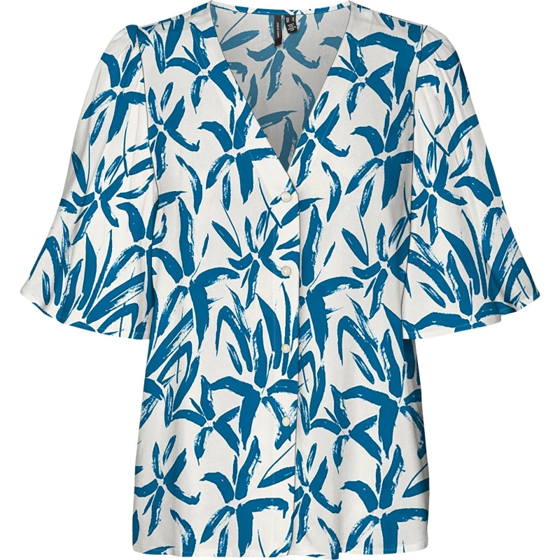 Image of Vero Moda Short Sleeve Blouse - Cream Cream 8